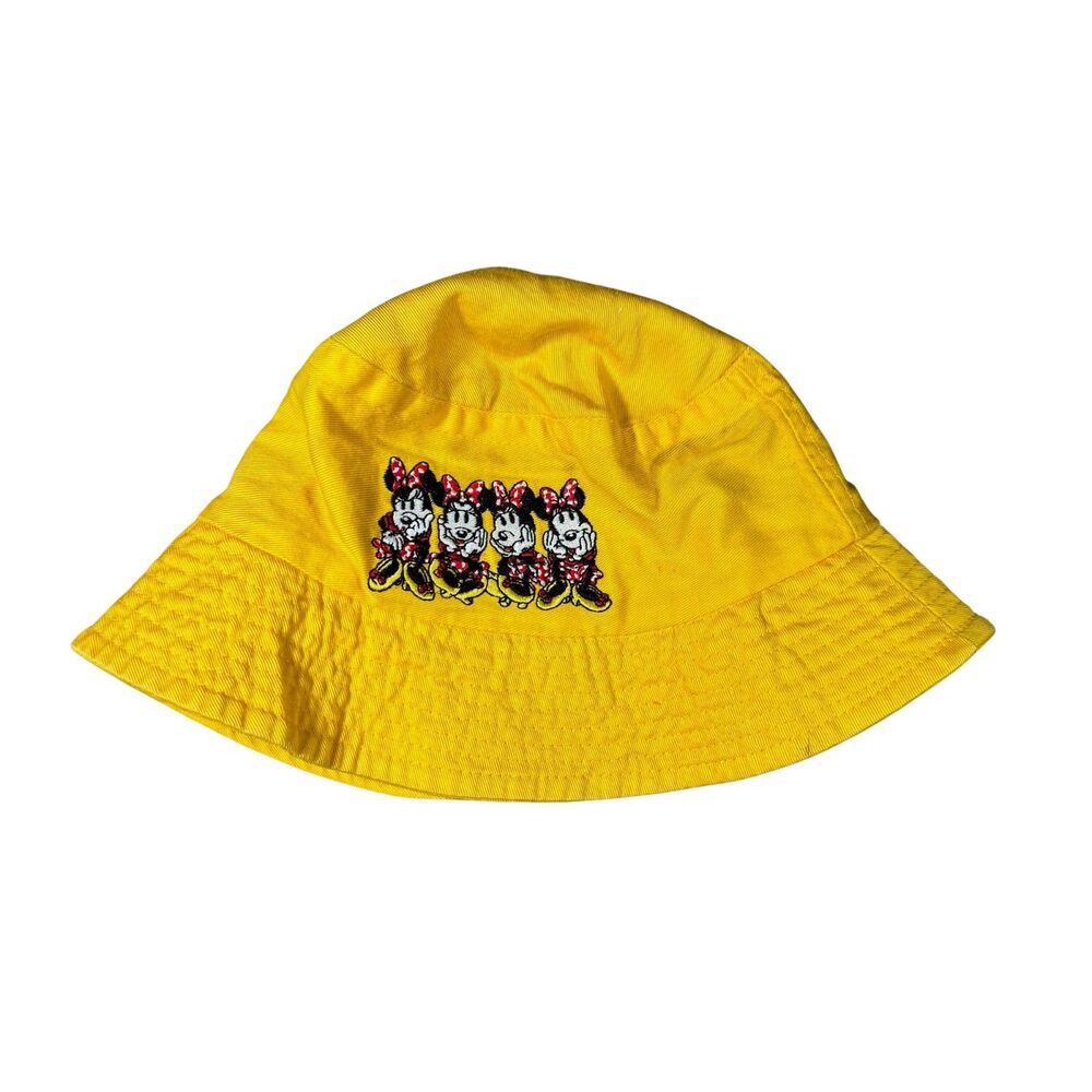 Walt Disney World Bucket Hat Kids Yellow Minnie Mouse VTG Outdoor Embroidered